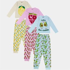Star Kids' 3 Pack Cotton Fruit & Animal Print Long Sleeve Pyjama Set Fruit