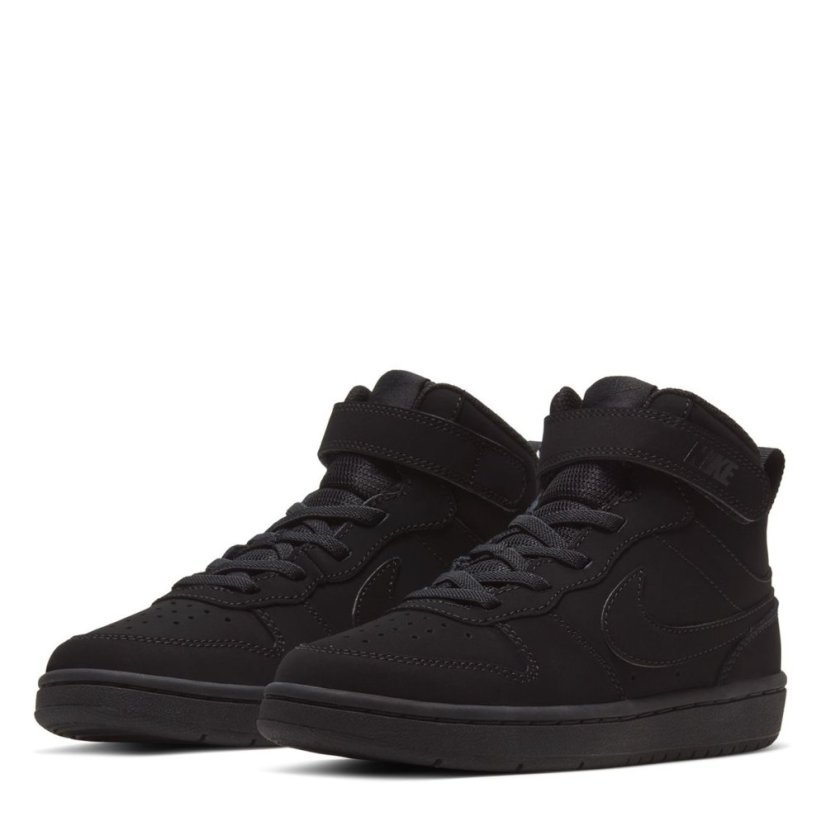 Nike Court Borough Mid 2 Little Kids' Shoe Triple Black