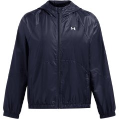 Under Armour Women's Rival Sport Water Resistant Wind Resistant Long Sleeve Hooded Oversized Fit Windbreaker Blue