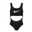 Nike Swimming Icon taped logo cutout swimsuit Juniors Black