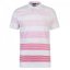 Pierre Cardin Stripe Jersey Polo Shirt Mens Pink/White