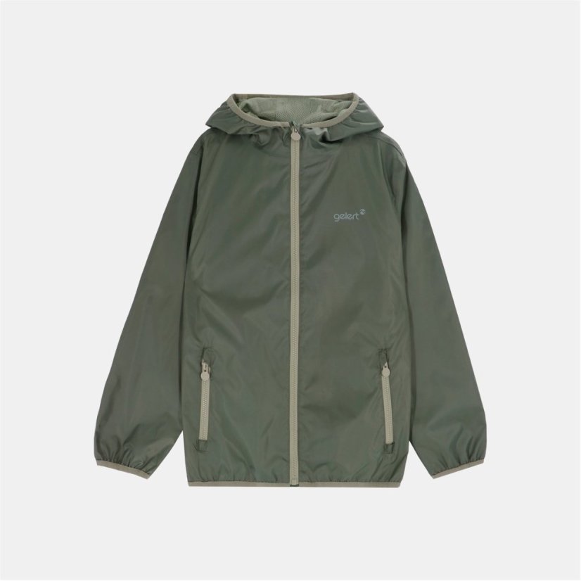 Gelert Kids Dursley Stormlite 5000mm Hooded Long Sleeve Waterproof Jacket Dark Khaki/Sage