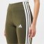 adidas Essentials 3 Stripe Leggings Womens Olive