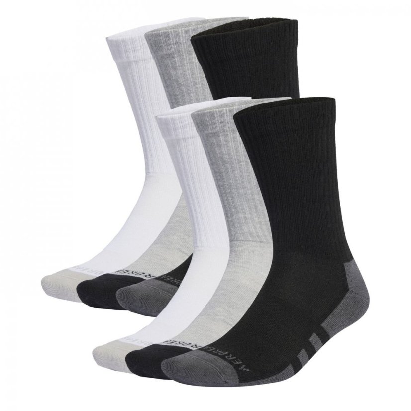 adidas Aeroready Crew 6 Pack Socks Junior Gry/White/Black