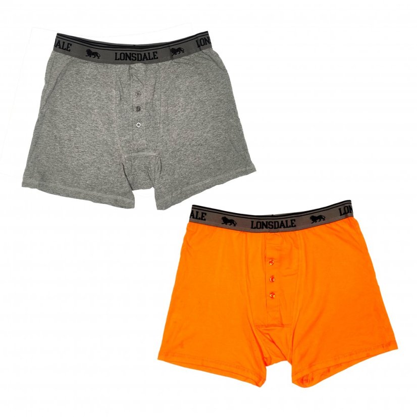 Lonsdale 2 Pack Boxers Mens Charcoal/Orange