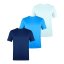 Donnay Three Pack V Neck pánské tričko LtBlue/Blue/DkB