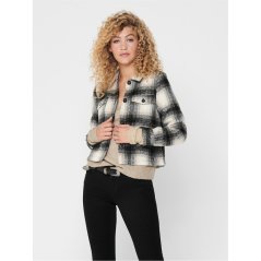 Only Women's Lou Check Long Sleeve Overshirt Black/Pumice