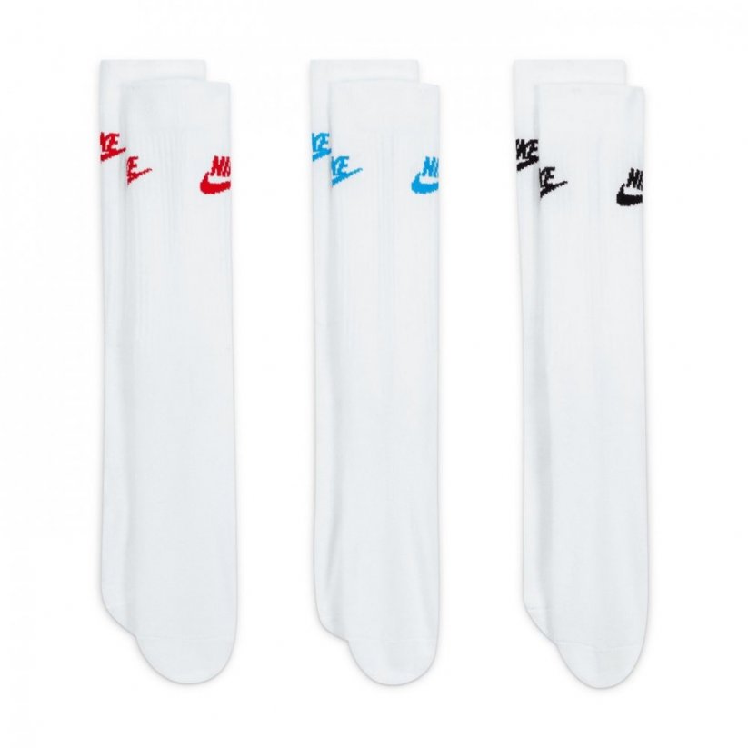 Nike 3 Pack of Essential Crew Socks White/Blue