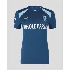 Castore Womens 26/27 England Cricket Short Sleeve Performance T-Shirt Ensign/AiryBlue