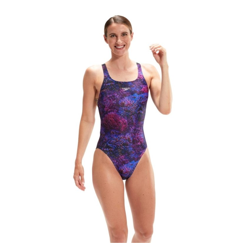 Speedo All-over Digital Leader Back Swimsuit Womens Purple/Blue