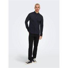 Only Men's Long-Sleeve Plain Shirt Dark Navy