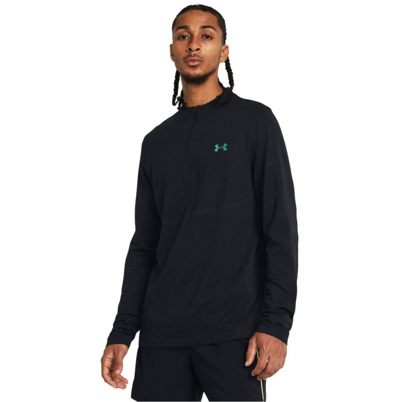 Under Armour Men's Vanish Zipped Long-Sleeve Performance Gym Top Black