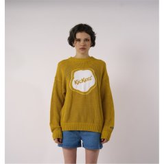 Kickers Unisex Adults Jacquard Logo Sloppy Knit Crew Neck Jumper Yellow