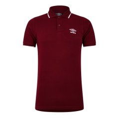 Umbro Logo Short Sleeve Polo Shirt Unisex Adults Bkng Red/Wht