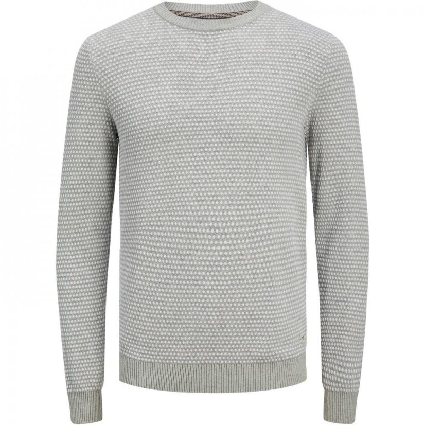 Jack and Jones Atlas Knitted Crew Neck Jumper Light Grey Mel