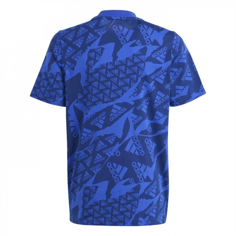 adidas Essentials Allover Print T-Shirt Junior Boys Blue