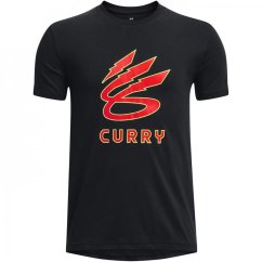 Under Armour Curry Logo T Shirt Junior Boys Black/Red