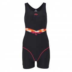 Slazenger Splice Boyleg Swimsuit Womens Black/Orange