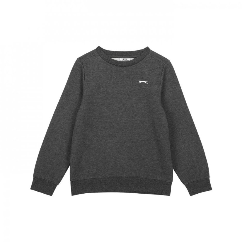 Slazenger Fleece Crew Sweater Junior Boys Charcoal Marl