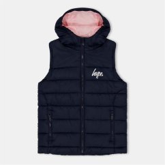 Hype Kids' Detachable Hood Gilet Navy/Pink