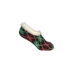 Miso Women's Christmas Jacquard Machine Washable Slipper Socks Brown/Green