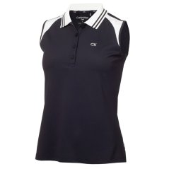 Calvin Klein Golf Women's Sleeveless Performance Polo Shirt Navy White
