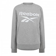 Reebok Identity Logo French Terry Crew Sweatshirt Womens Mgreyh/White