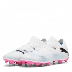 Puma Future 7 Match Rush Firm Ground Football Boots White/Blk/Pink