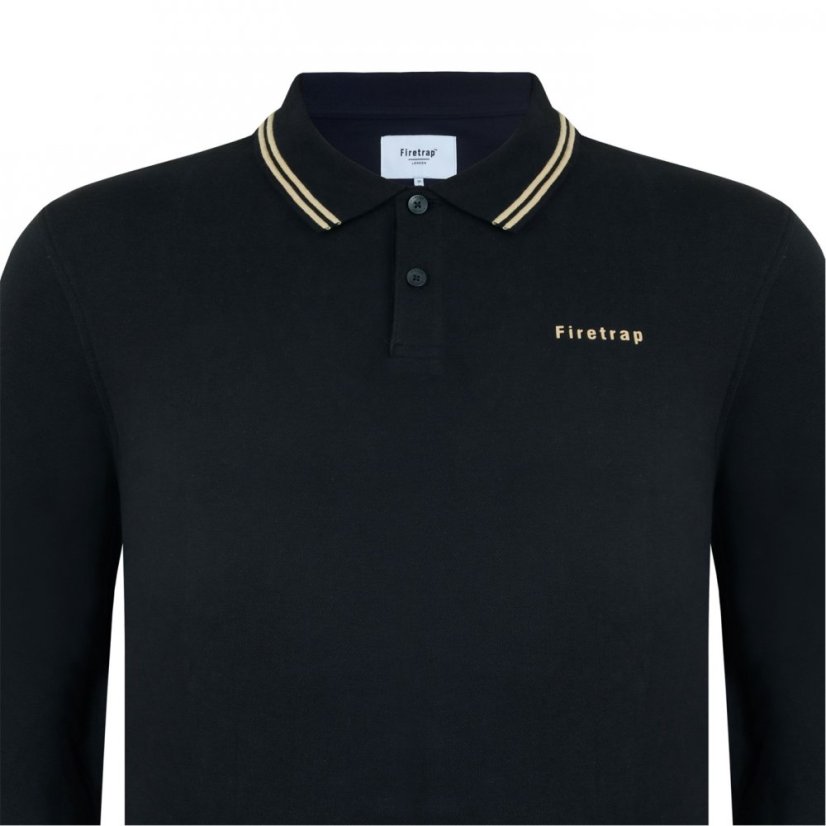 Firetrap Lazer Long Sleeve Polo Mens Black