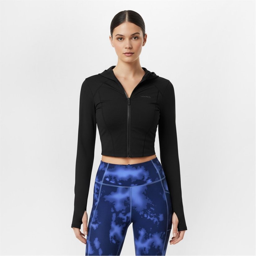 USA Pro Women's USAPRO Full Zip Long Sleeve Dri-FIT Performance Training Jacket Black