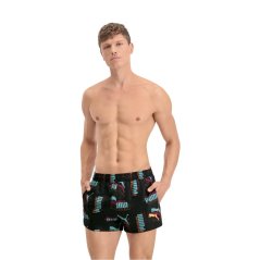 Puma Logo Print Swim Shorts Blk/Blu/Or/Rd