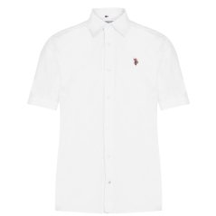 US Polo Assn US Polo Oxford Short Sleeve Shirt Mens Bright White
