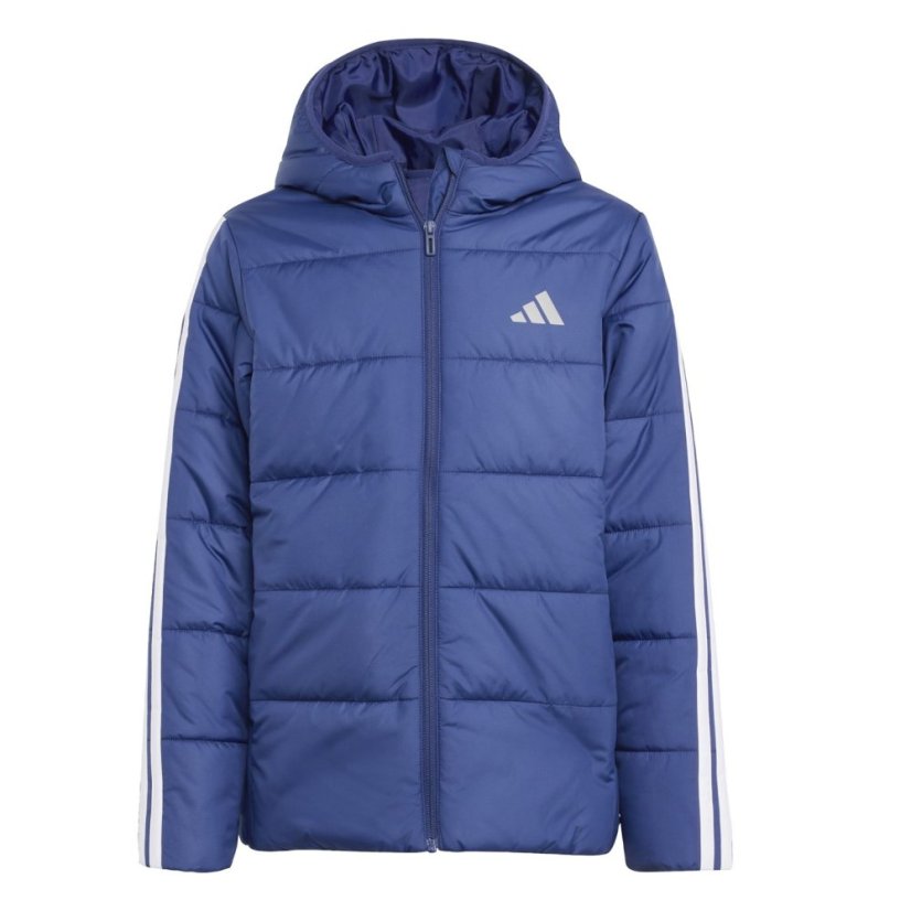 adidas Unisex Kids Essentials 3S Hooded Long Sleeve Puffer Jacket Dark Blue
