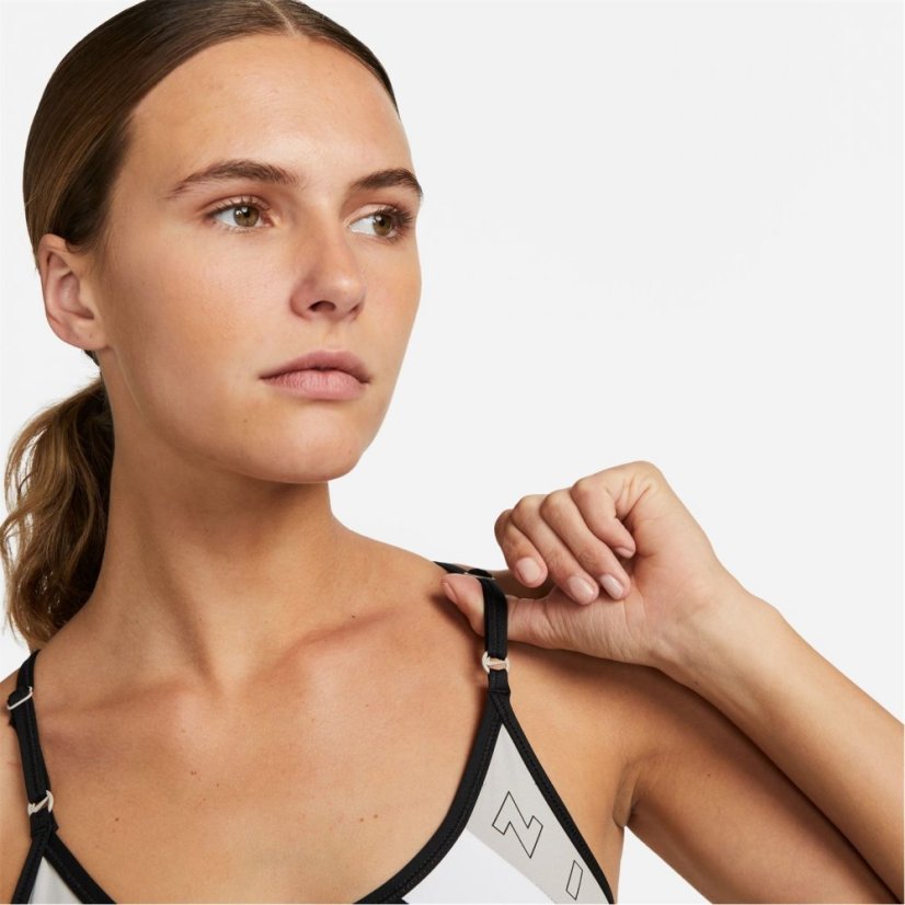 Nike Dri-FIT Indy Women's Light-Support 2-Piece Pad Logo Sports Bra BLACK/WHITE/LT