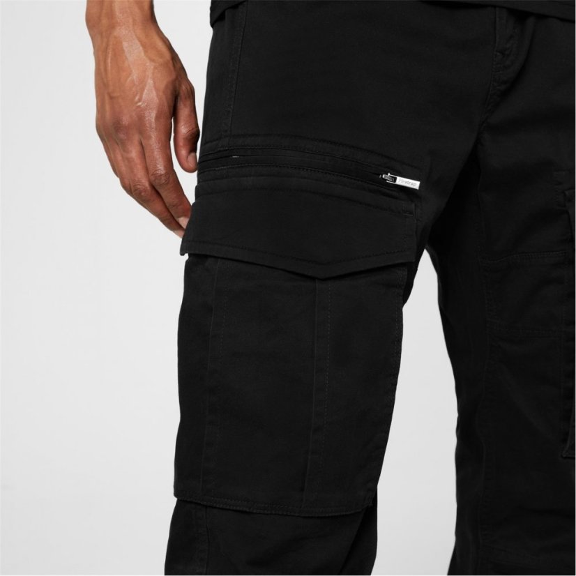 Firetrap Cargo Chinos Mens Wash Black