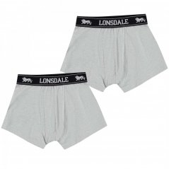 Lonsdale 2 Pack Boxer Shorts Junior Boys Grey