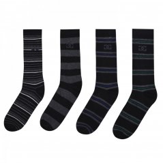 Giorgio 4 Pack Striped Socks Mens Black/Grey