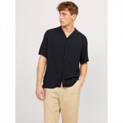 Jack and Jones Solid Resort Short Sleeve Shirt Black