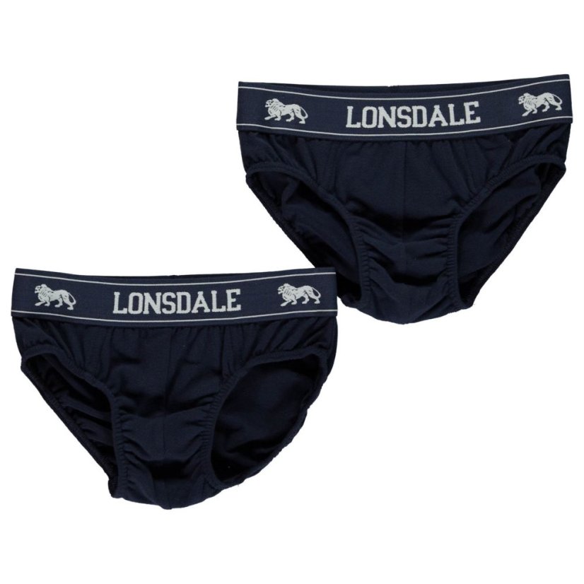 Lonsdale 2 Pack Briefs Junior Boys Navy/White