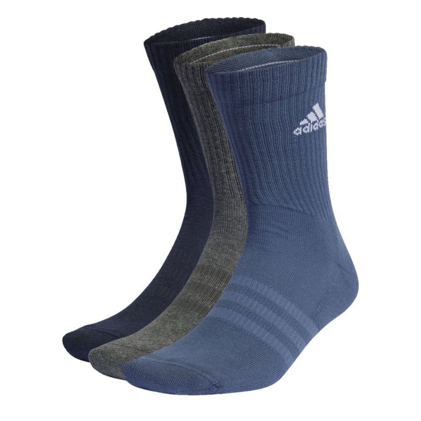 adidas Cushioned Crew Socks 3 Pairs Blue/Grey