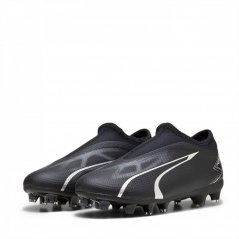Puma Ultra Match Laceless Junior Firm Ground Football Boots Black/Asphalt