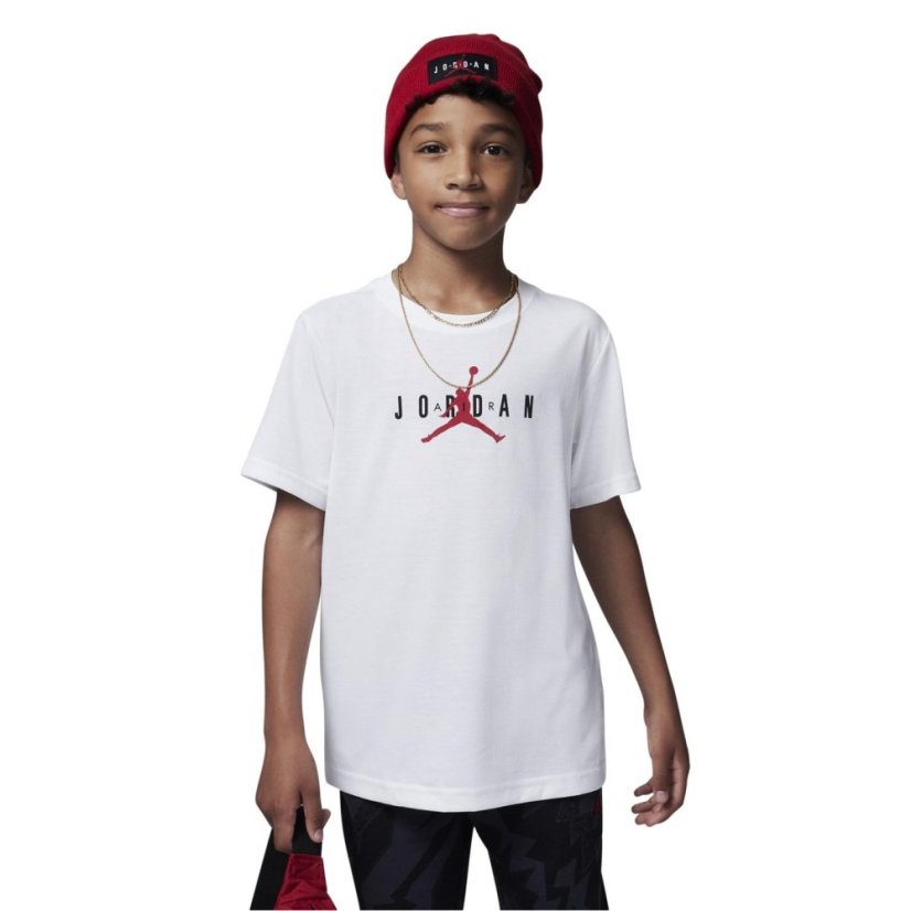 Air Jordan Air Longline Graphic T Shirt Junior Boys White/Red