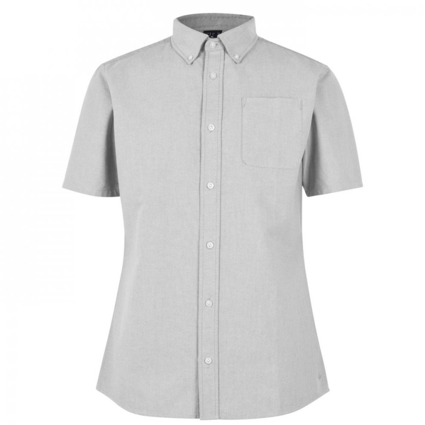 Firetrap Men's Classic Oxford Short Sleeve Shirt Grey