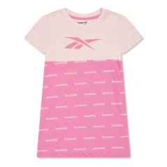 Reebok Kids' All Over Print Block T-Shirt Dress Aurora Pink