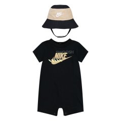 Nike Romper Bucket Hat Set Baby Black