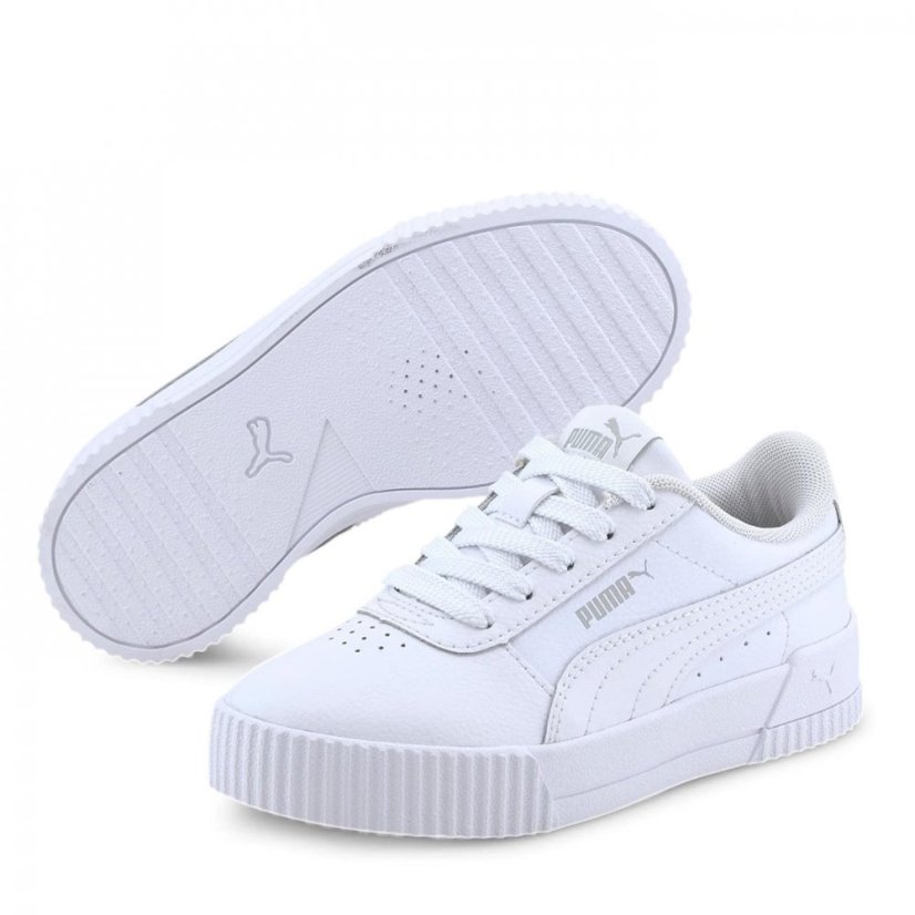 Puma Carina Leather Trainers Junior Girls White veľkosť 2