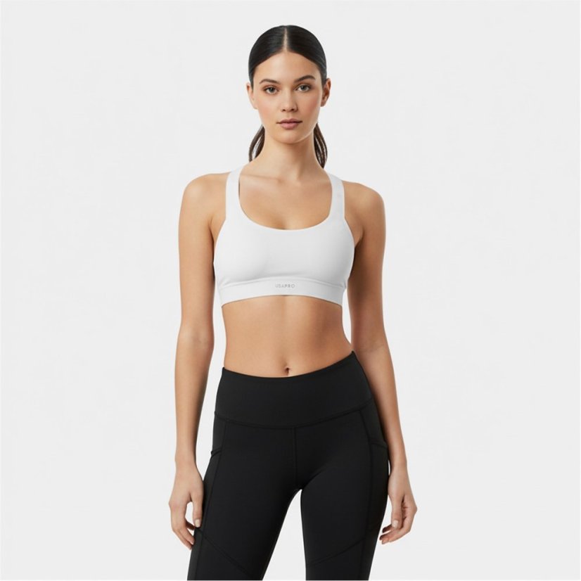 USA Pro High Support Sports Bra White