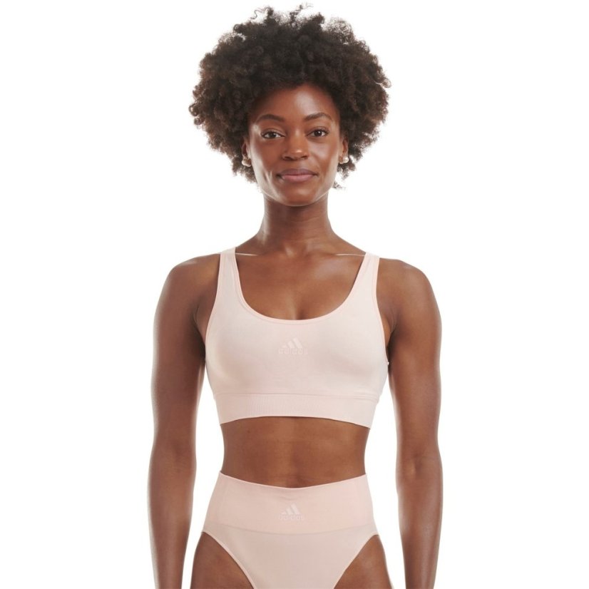 adidas Sport Active Seamless Micro Stretch Scoop Lounge Bra Peach Whip