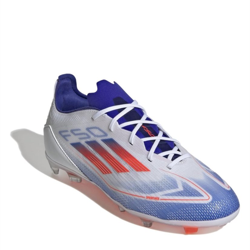 adidas F50 Pro Juniors Firm Ground Football Boots White/Red/Blue