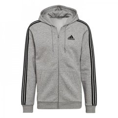 adidas Fleece 3-Stripes Full-Zip pánska mikina Med Grey/Black